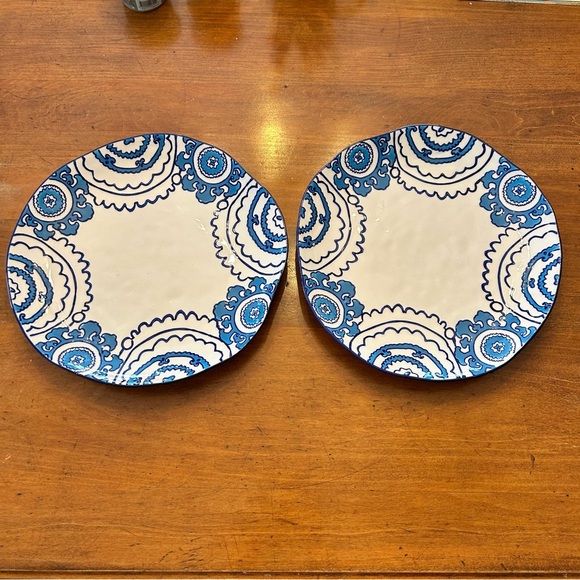 Anthropologie Rare Gloriosa Dark Blue Dinner Plates SET OF 2 - Picture 3 of 4